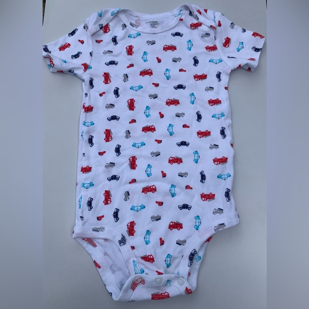 Simple Joys White Baby Onesie with Car Print